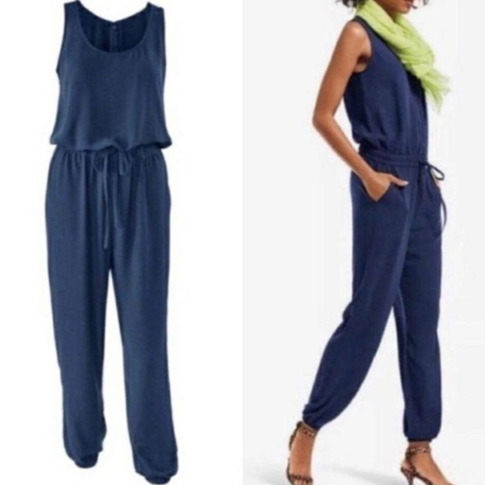CAbi French Navy Jumpsuit Small EUC